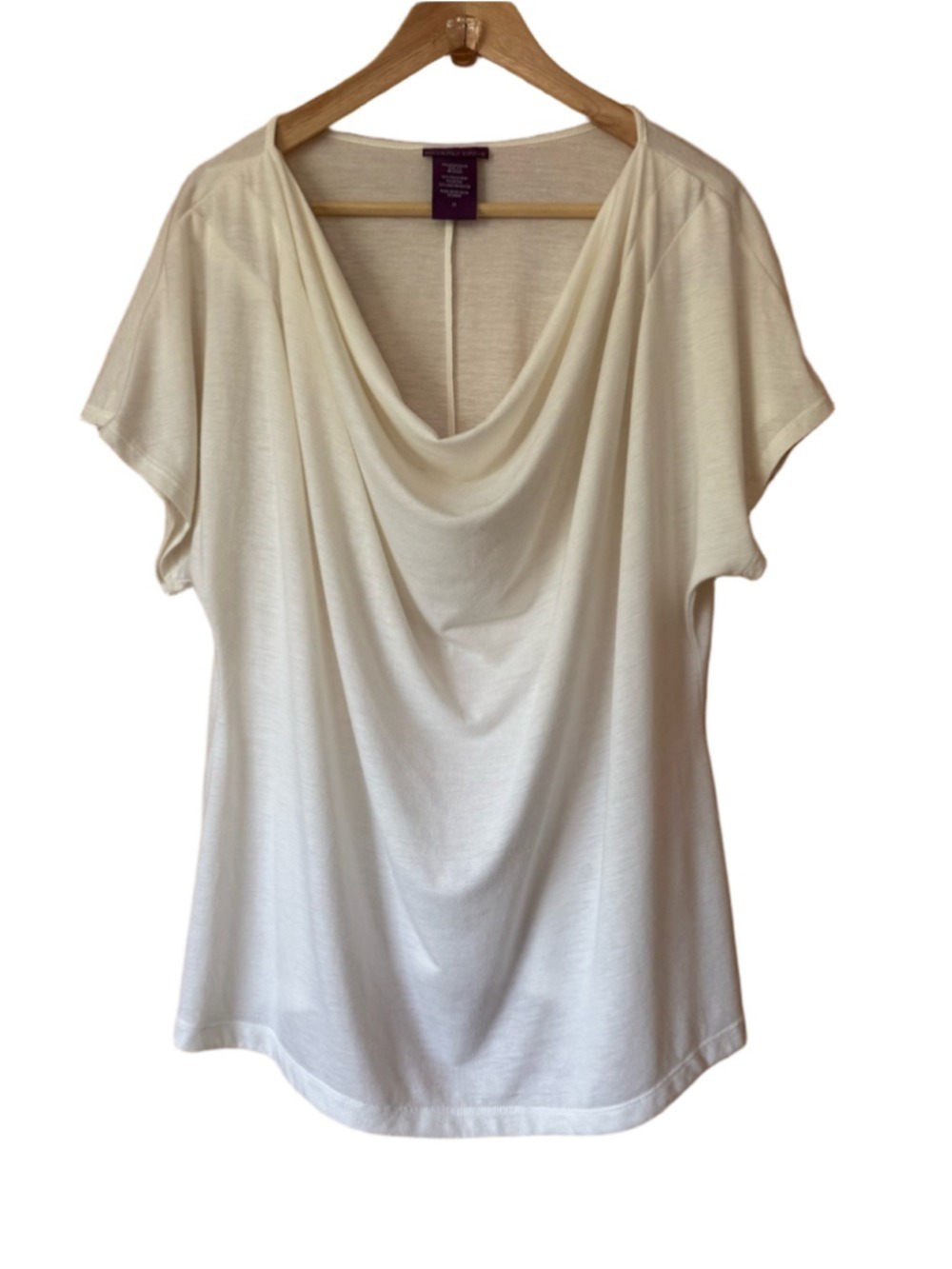 Beverly Drive Ivory Cream Draped Cowl-Neck Blouse Plus size 2X